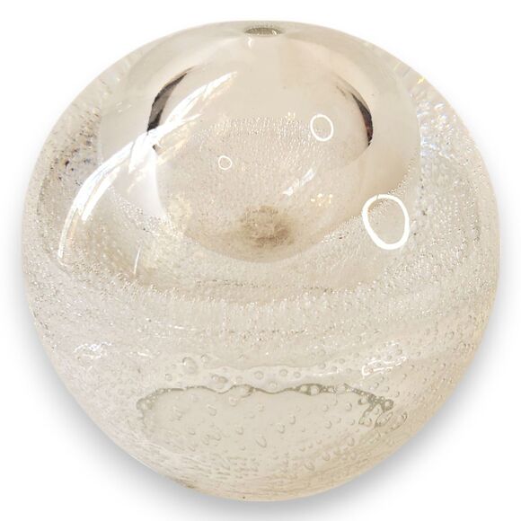 VTG Polish Art Glass Oil Lamp Orb Controlled Bubble Bullicante Crystal MCM Heavy - Picture 2 of 14